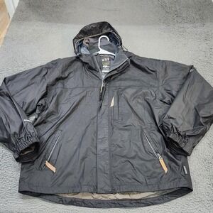Pacific Trail Jacket Mens XL Black Pac Tech Rain Hooded Full Zip Waterproof